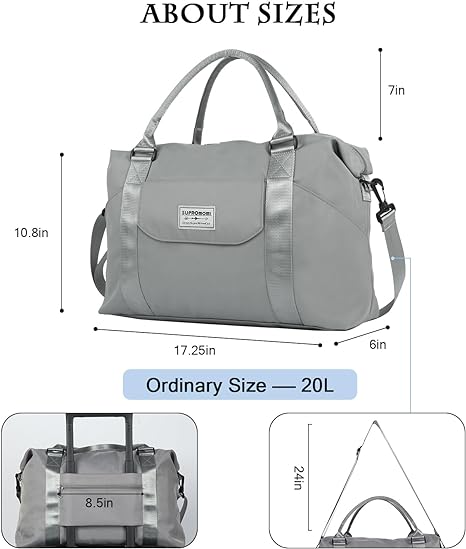 SUPROMOMI Large Travel Duffel Bag (Grey)