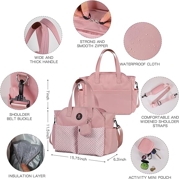 SUPROMOMI Diaper Bag Tote (Pink)